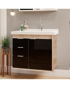 Gabinete Toucador para Banheiro Unik com Cuba 65cm Maple/preto