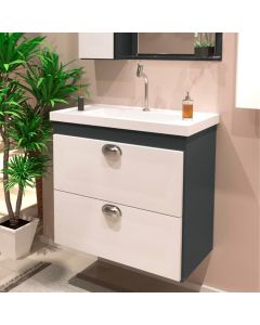 Gabinete Toucador para Banheiro Veneza com Cuba 58cm Grafite/branco