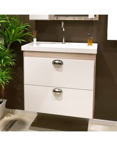 Gabinete Toucador para Banheiro Veneza com Cuba 58cm Maple/branco