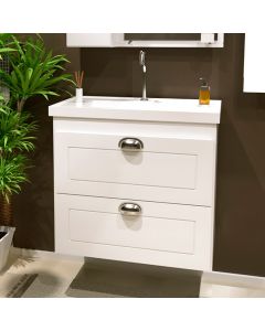 Gabinete Toucador para Banheiro Veneza com Cuba 58cm Branco/branco Retrô