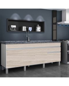 Balcão Gabinete Aquarius para Cozinha sem Tampo 3 Portas e 2 Gavetas 1,94 Maple